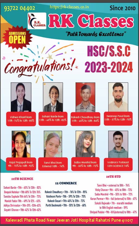 RK Classes HSC / SSC Result 2023-2024
